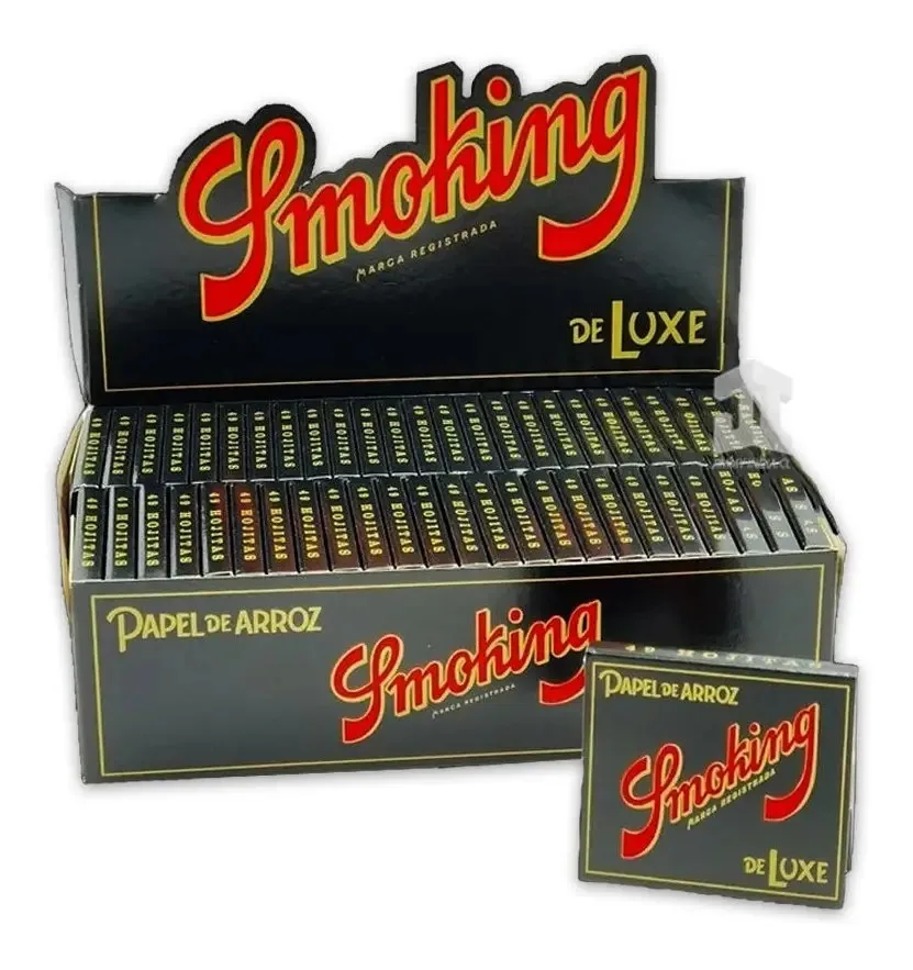 Papéis para charutos Smoking Rice, 1 1/4 quadrado, virgem, tamanho fino, cor preta em pacote de 50 x 49 U