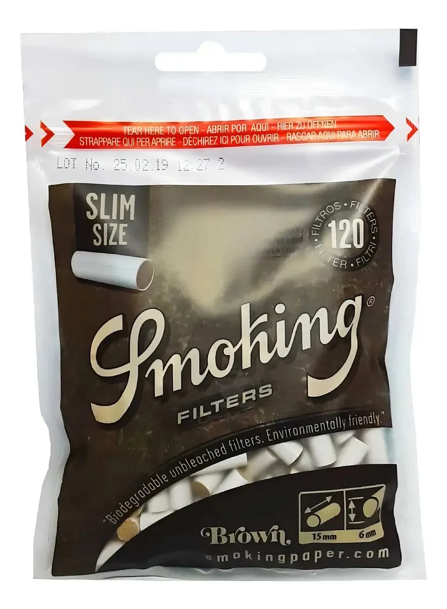 Filtro Smoking Brown 6mm - 120 Filtros Marrom