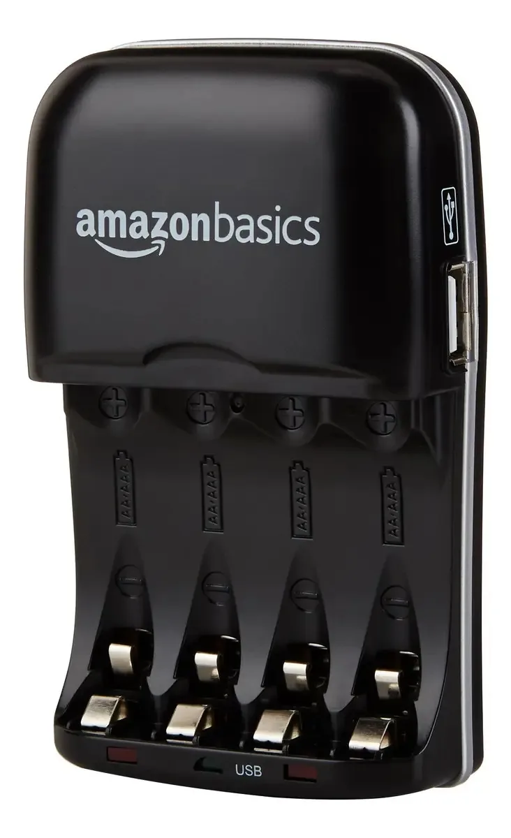 Amazon Basics - Carregador de baterias Ni-MH Aa e Aaa com porta