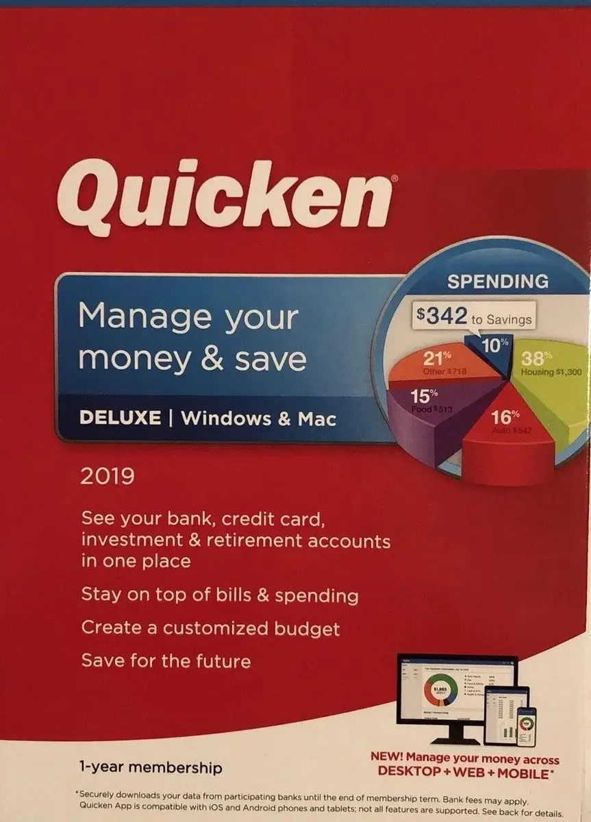 Assinatura de 1 ano do Quicken Deluxe 2019