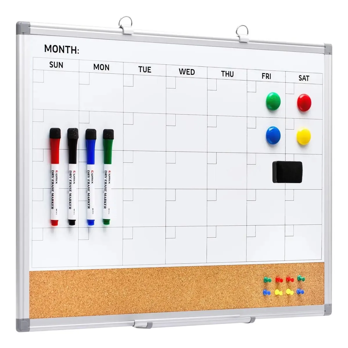 Combinação de quadro branco e cortiça Comix com calendário Bor