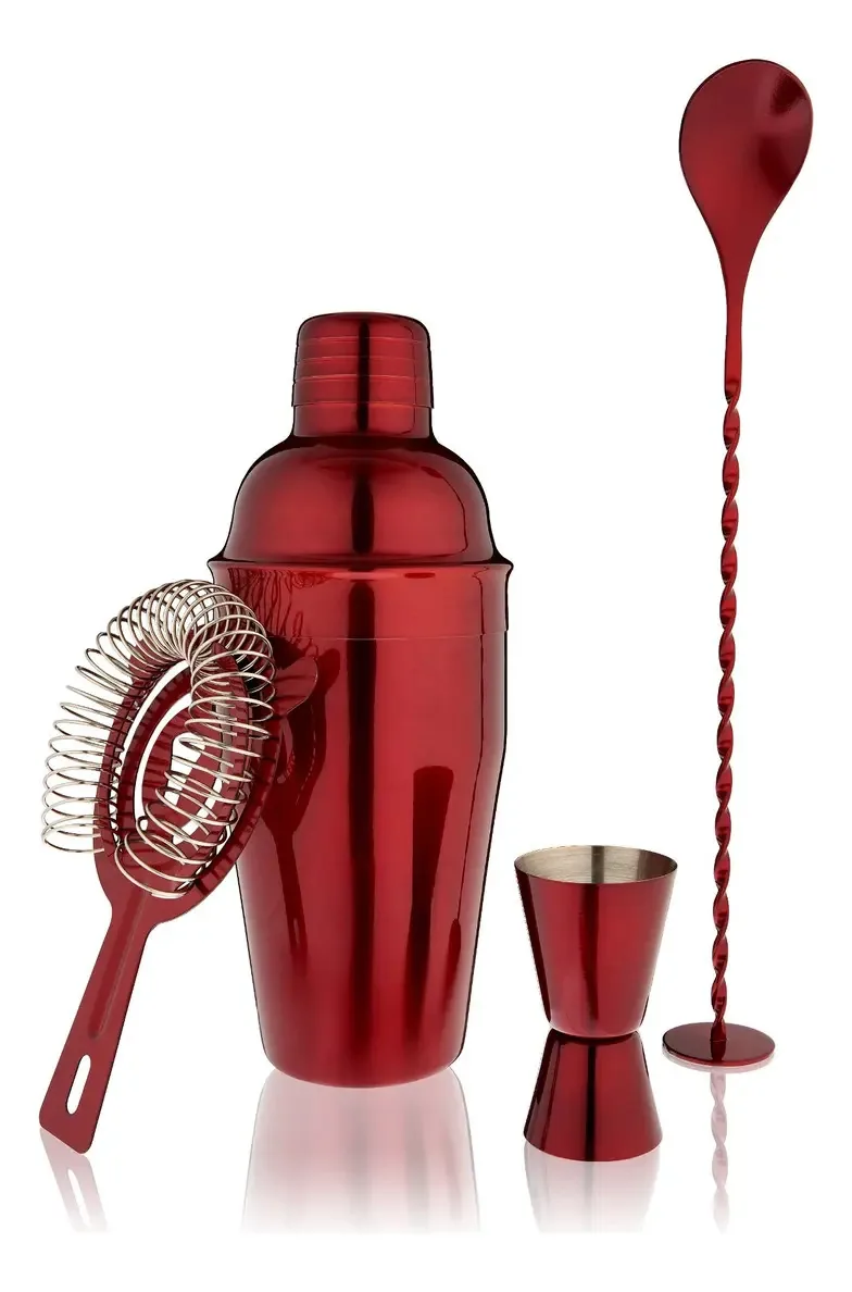 Conjunto de utensílios de bar vermelho
