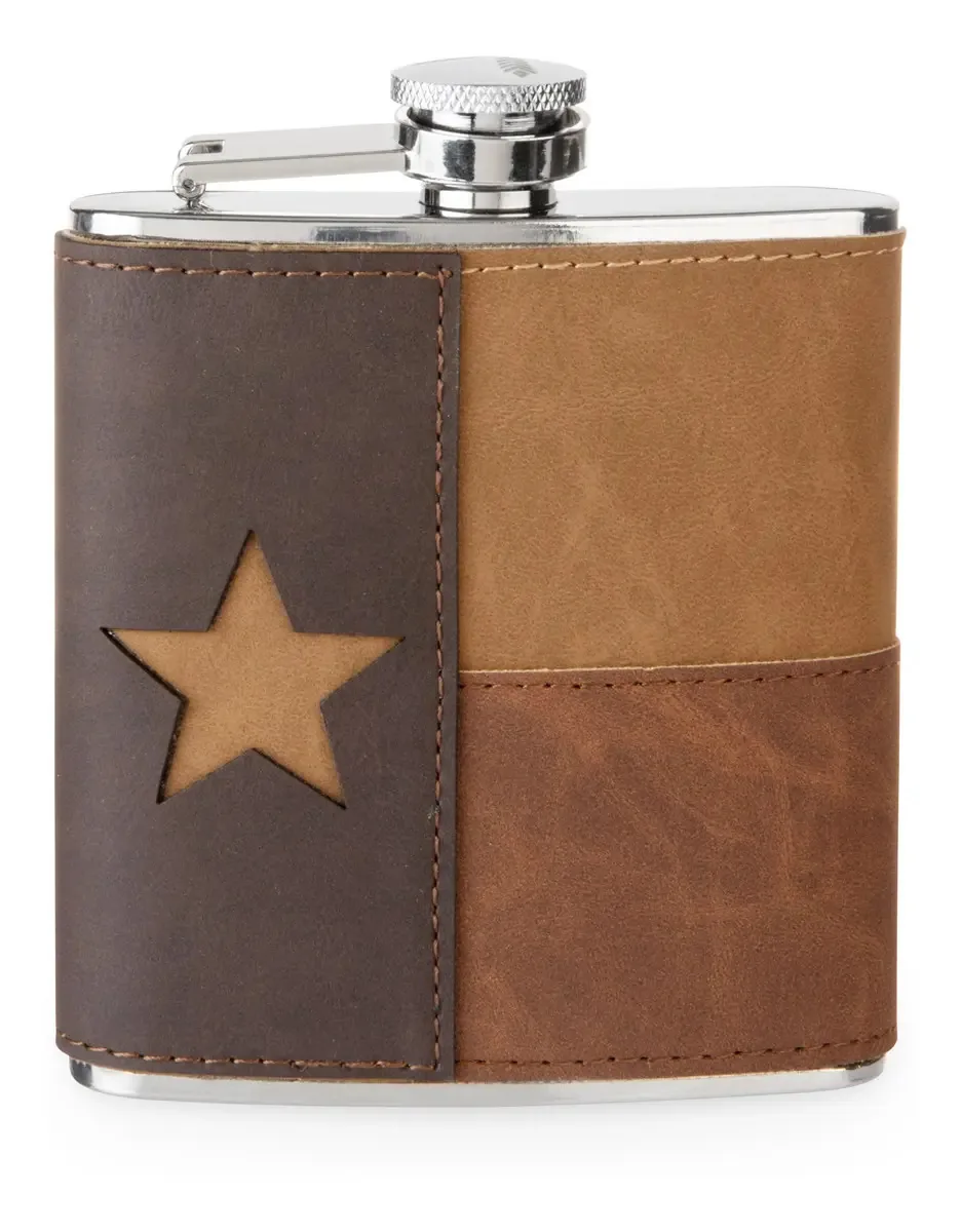 Frasco de couro Foster & Rye com design do Texas