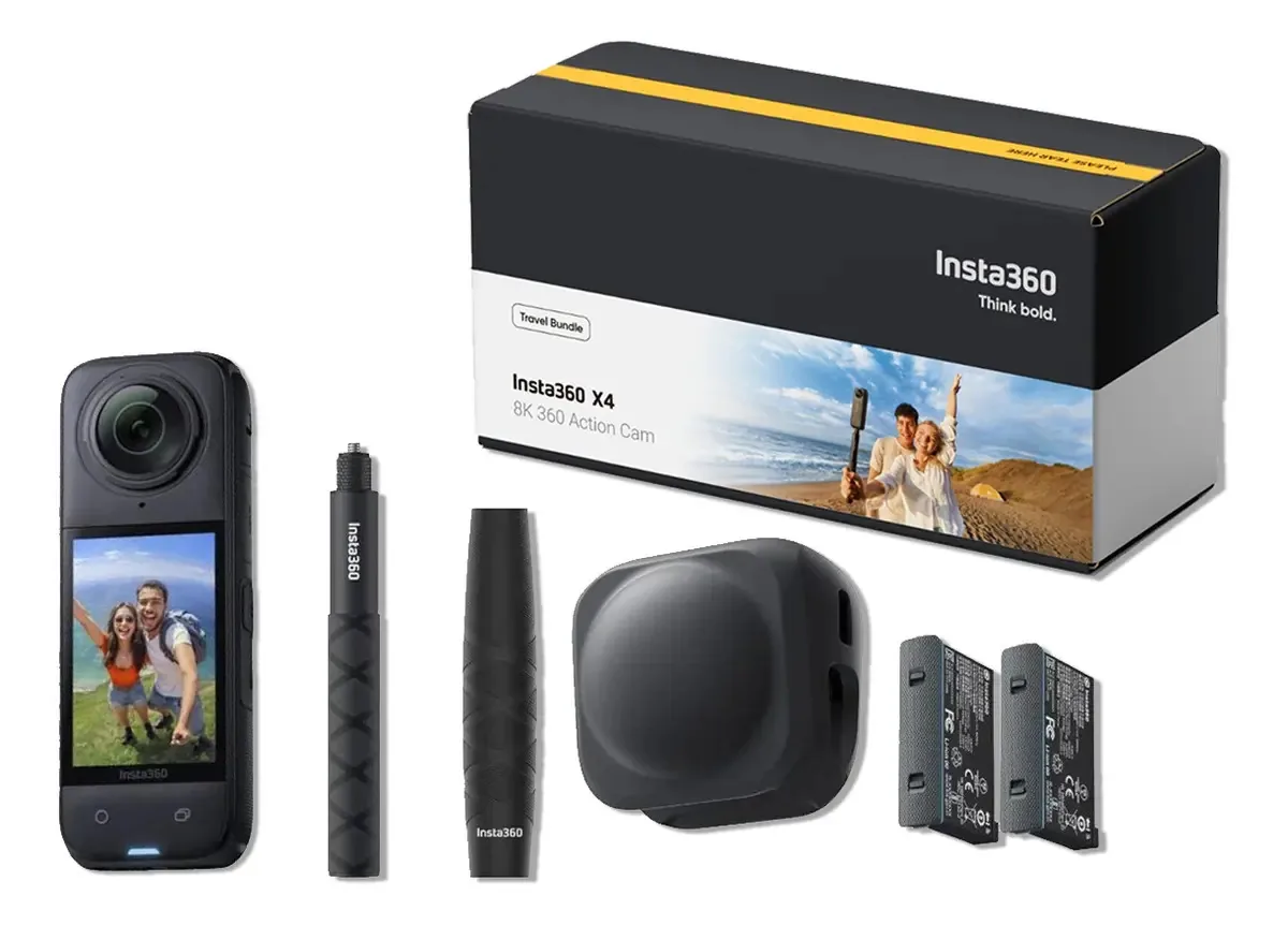 Câmera De Ação Insta360 X4 Cinsabma Kit Travel Bundle Cor Preto