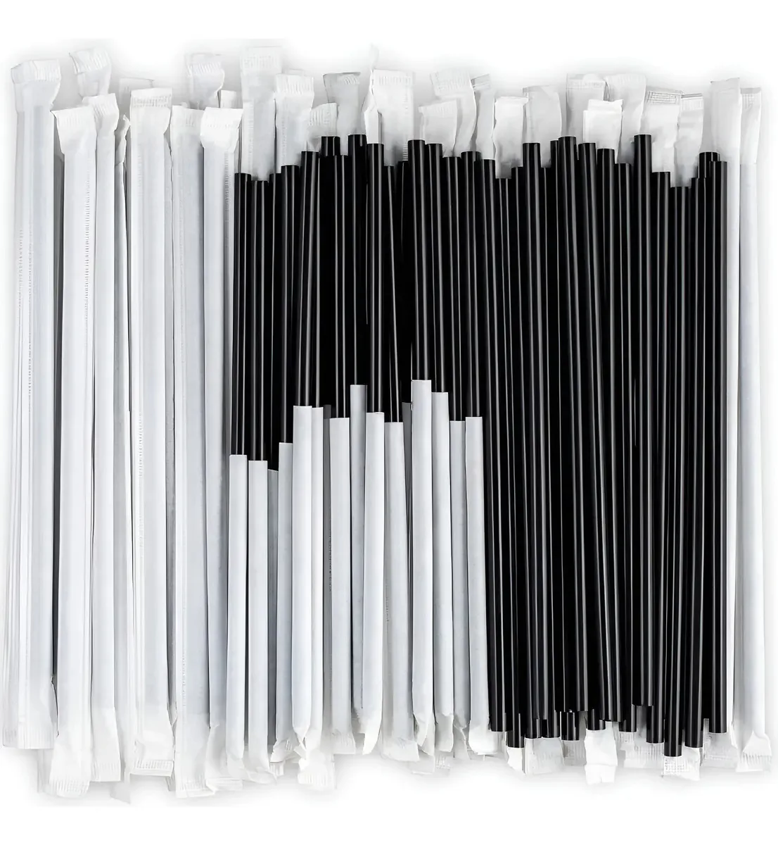 Canudos de plástico preto embalados individualmente da Durahome. Cor: Preto