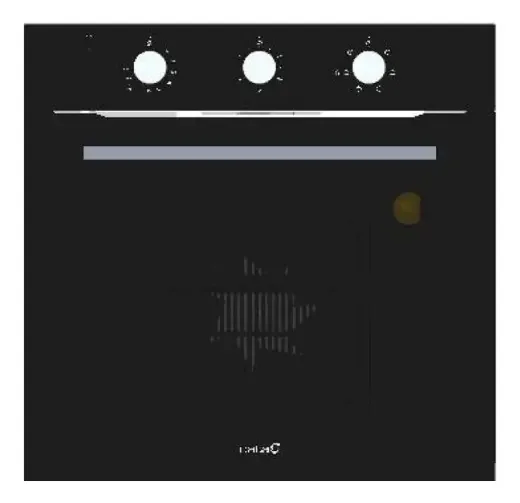 Forno elétrico de convecção embutido Cata de 60 cm com ampla grade de vidro temperado preto, sistema de fácil limpeza, programador digital, 7 funções de cozimento