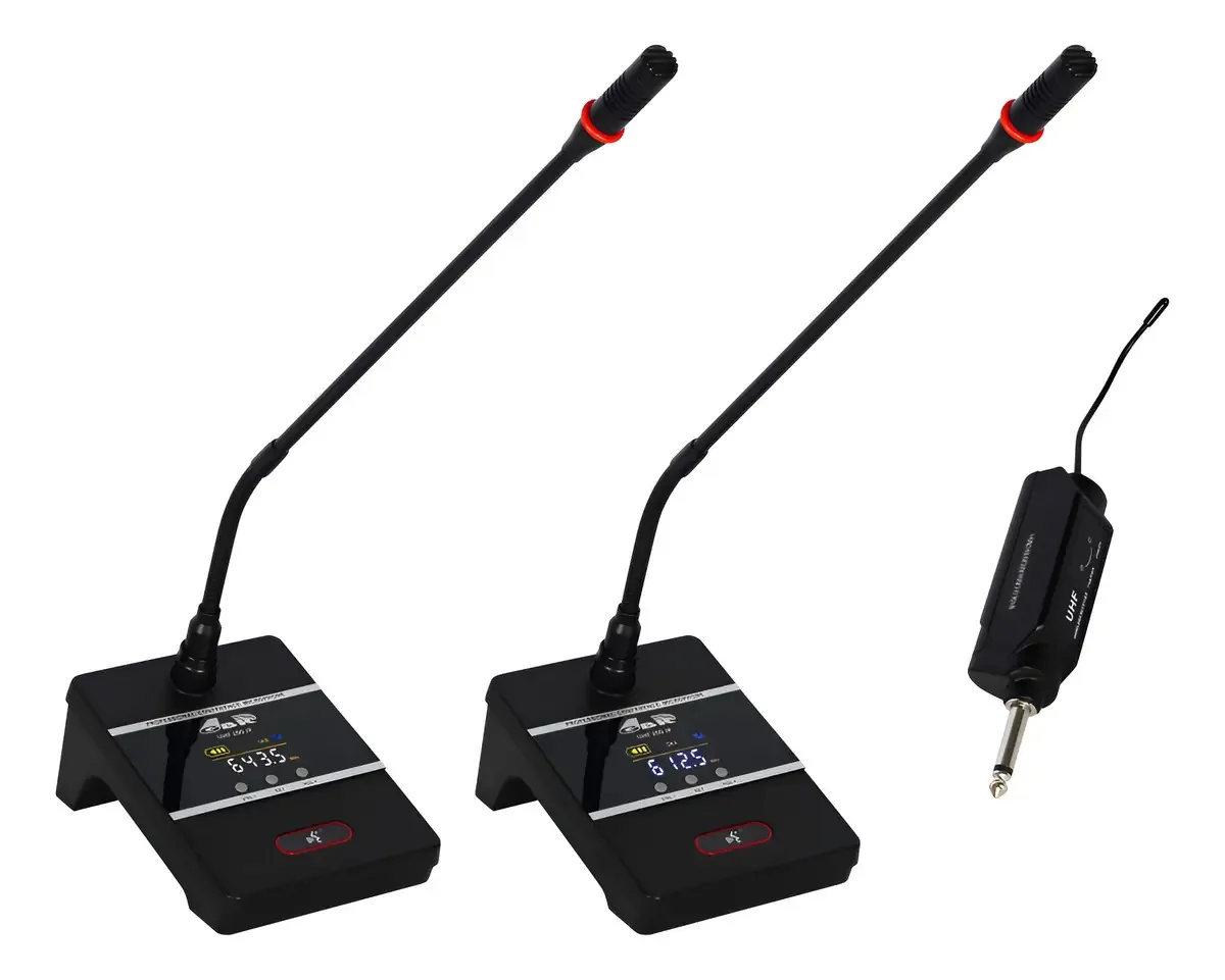 Dois microfones de conferência sem fio flexíveis Podem Gbr Black