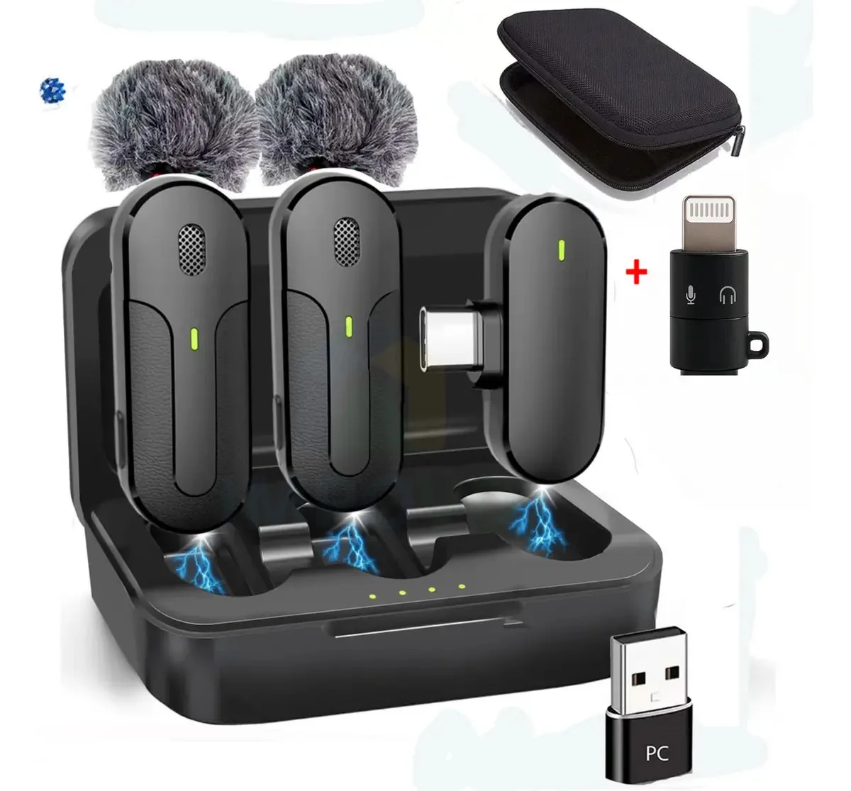 Microfone de lapela sem fio Microfone de lapela preto