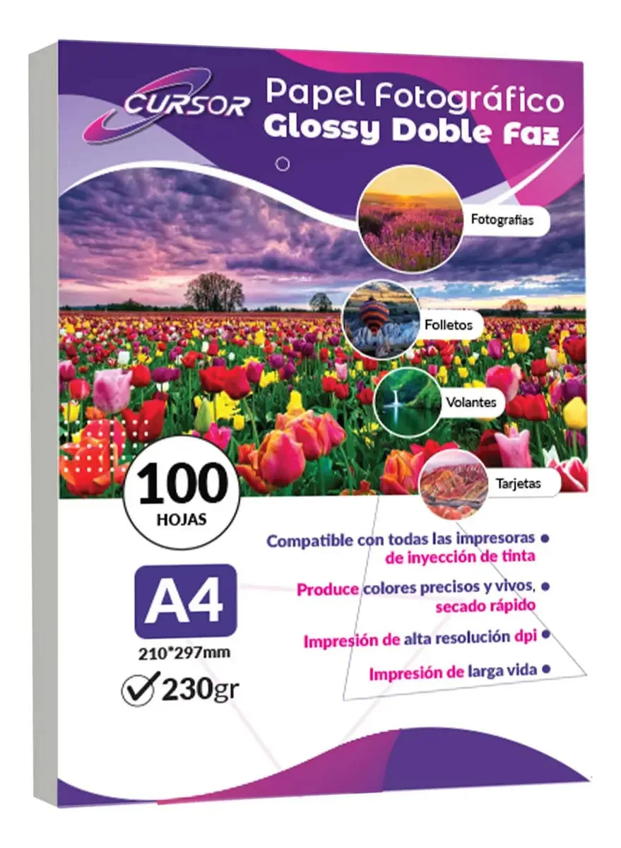 Papel Fotográfico Glossy Dupla Face A4 230gr 100folhas