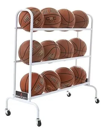 Bsn - Carrinho de bolas esportivas com base larga (12 bolas)