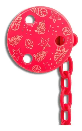 Broche redondo com corrente para chupetas Suavinex Ocean Coral