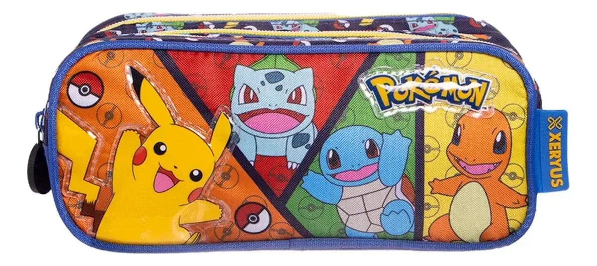 Estojo Escolar Triplo Pokemon Volta Aulas Escolar Caneta Cor Estojo - Pokemon
