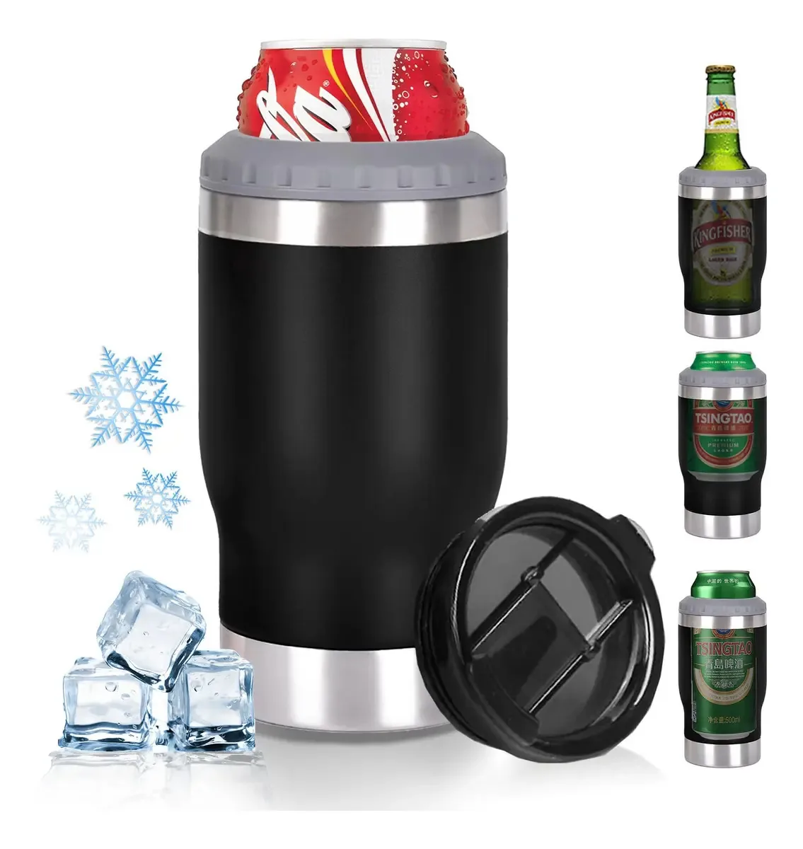 Resfriador de Bebidas 4 em 1 Porta Caguama 414 Ml Preto