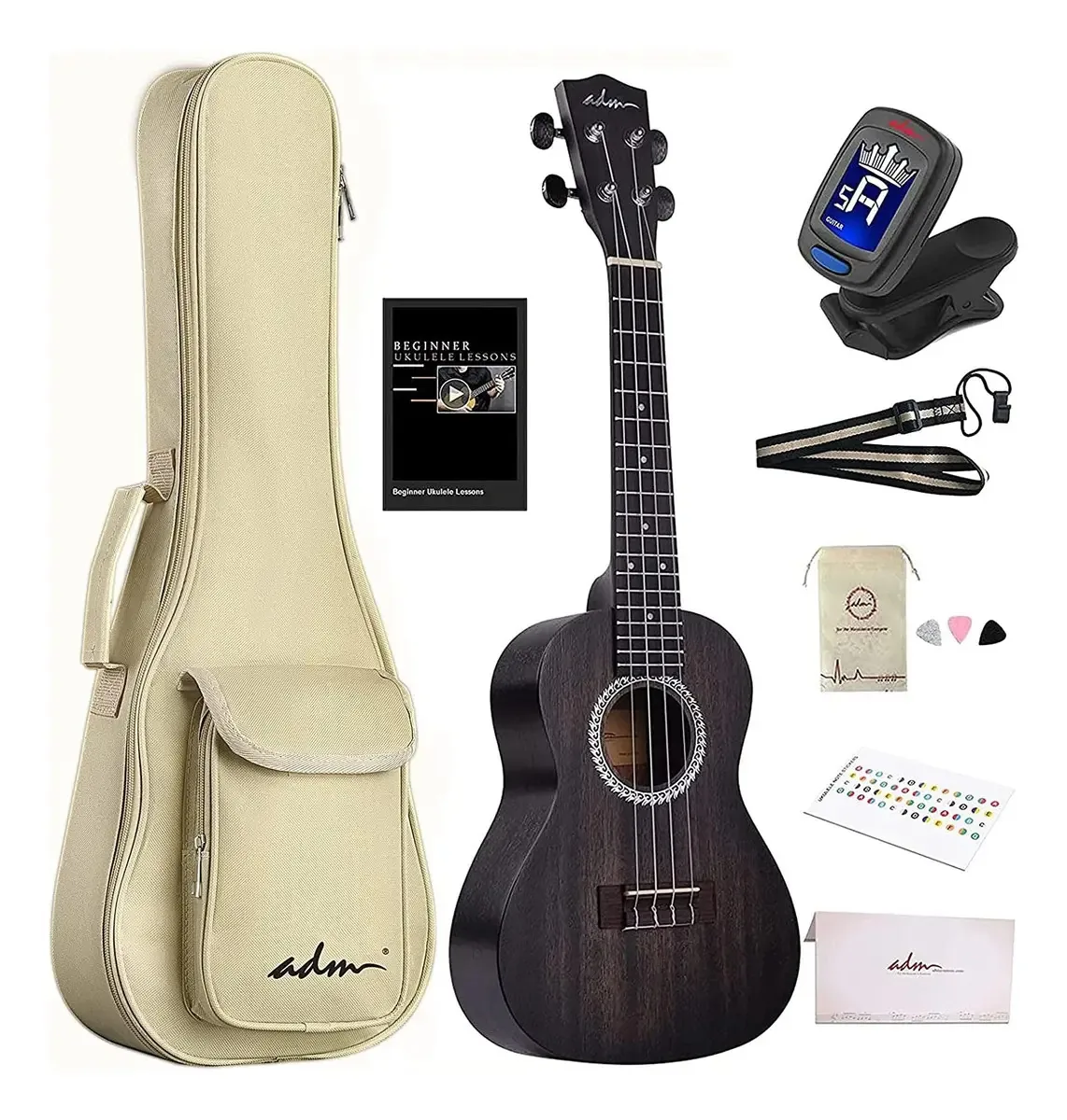 Ukulele de concerto 23 ADM Ukulele de concerto JU441BK-23 preto