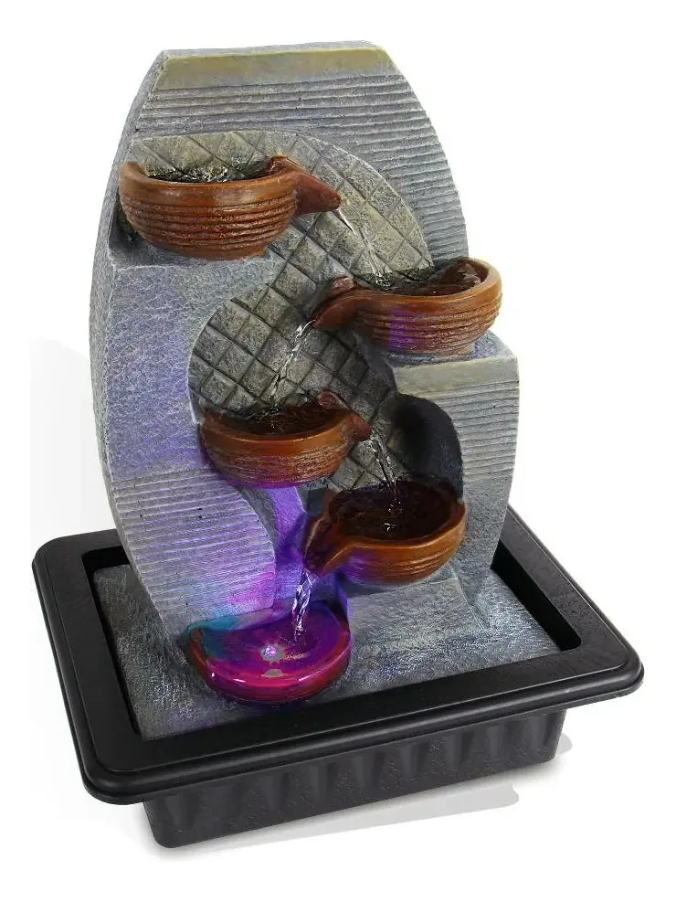 Fonte de água de mesa LED portátil de 4 níveis para