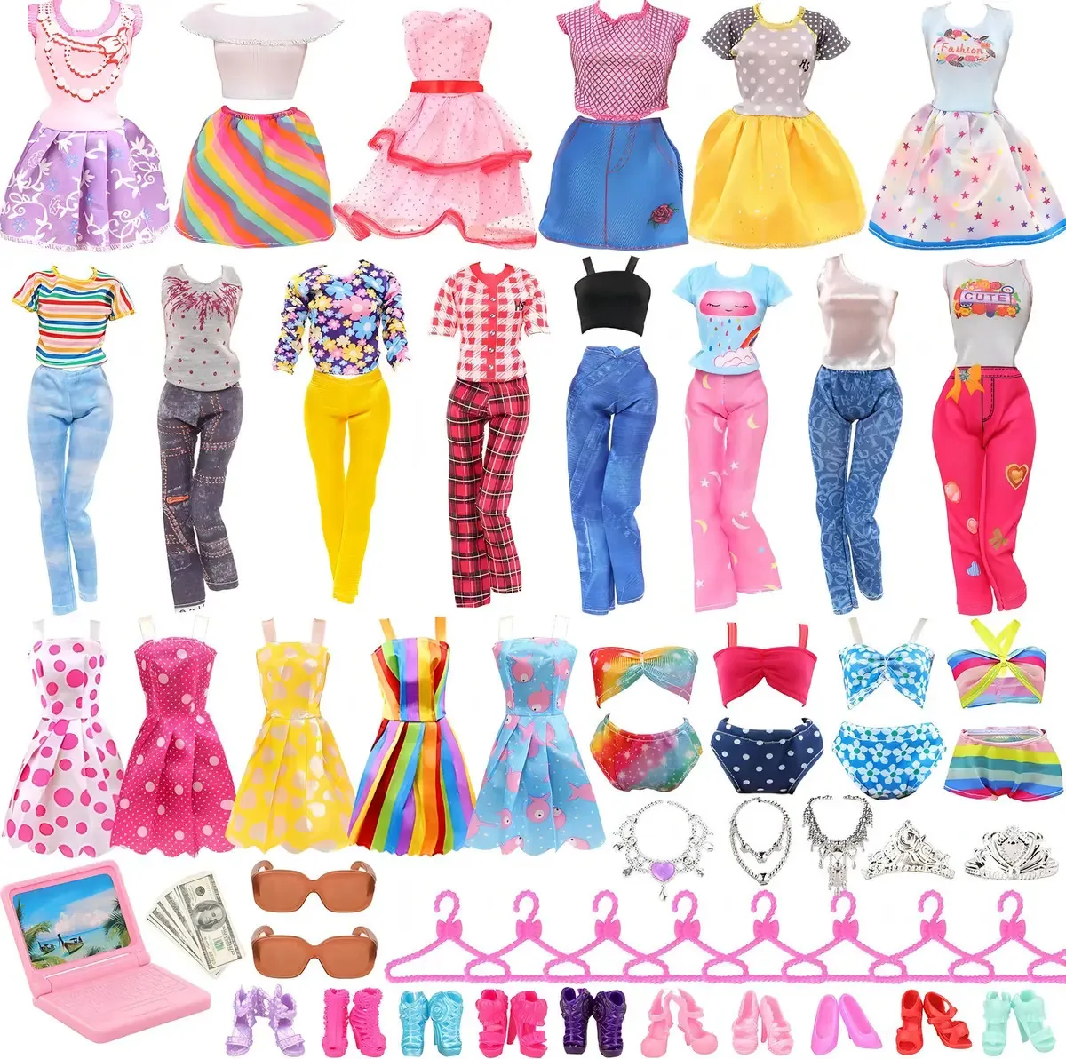 47 peças de roupas e acessórios para bonecas de 11,8 polegadas