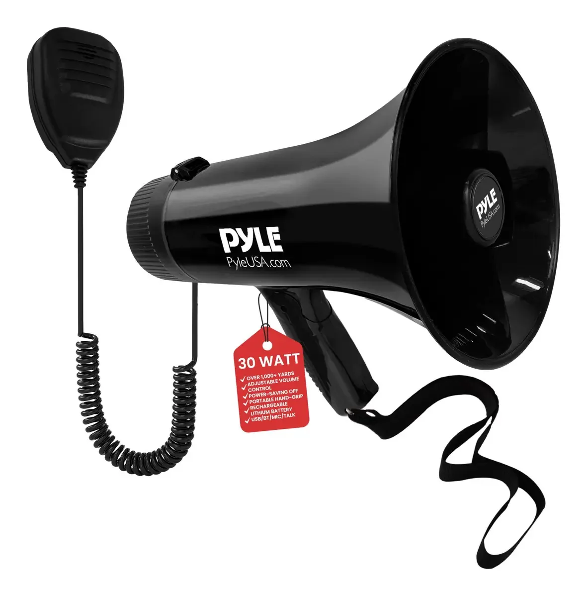 Alto-falante portátil para megafone Pyle Pa Bullhorn - Siren In. Cor: Preto