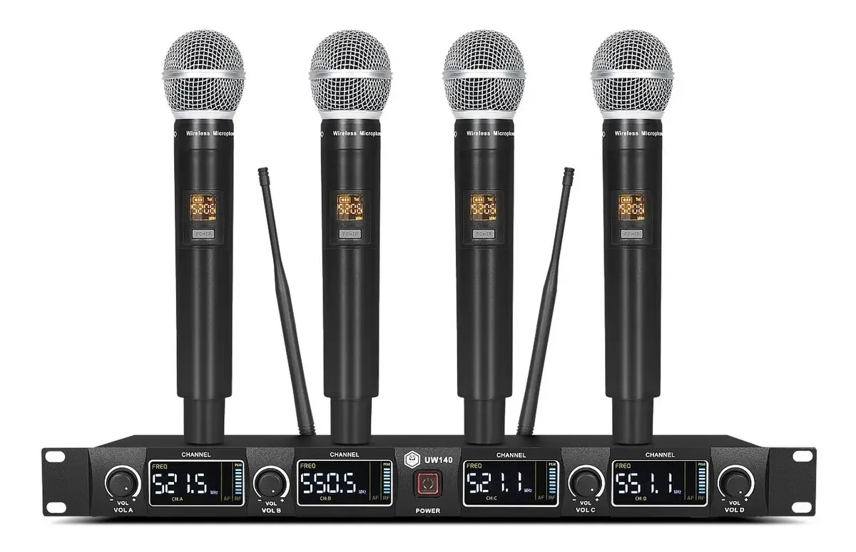 Microfones sem fio portáteis profissionais Winmix Uw140 UHF