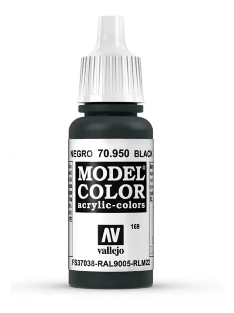 Tinta Acrílica Vallejo Model Color para Miniaturas, Negro 17ml