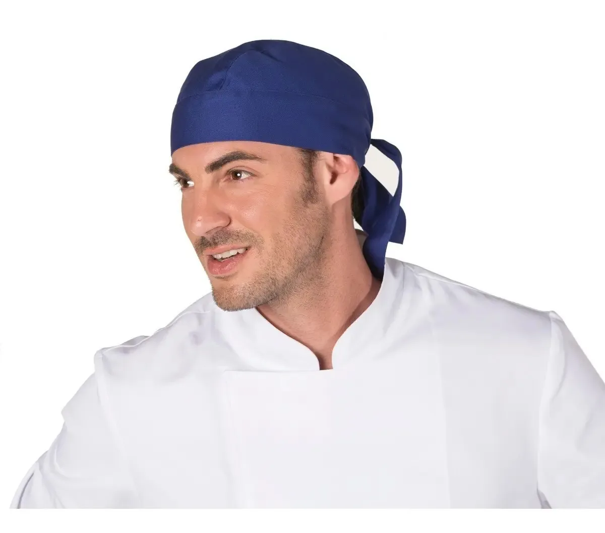 Chapéu pirata para chef ou chef. O design de tecido unissex azul não se aplica