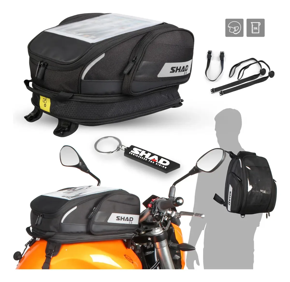 Bolsa de tanque preta Shad SL20f 20 Lts