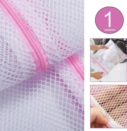 1 Saquinho De Lavadora Para Roupa Intima E Delicada Cor Branco
