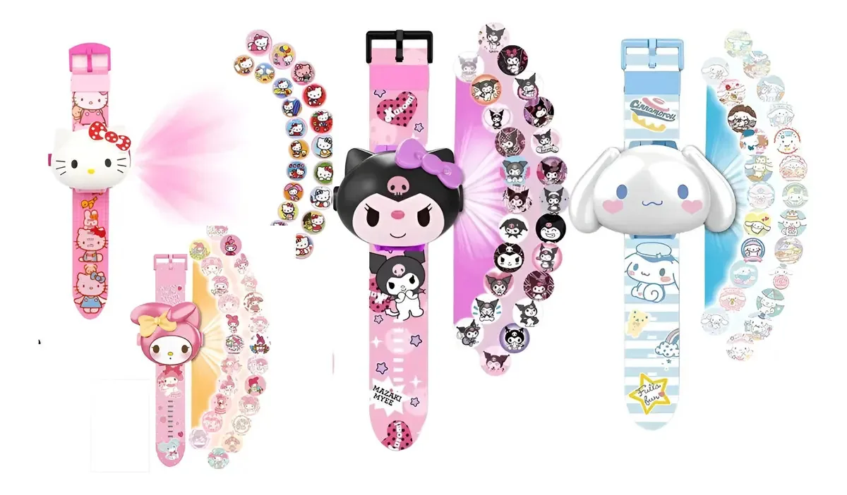 Relógio com projetor Hello Kitty-Kuromi-My Melody Sanrio Color My Melody