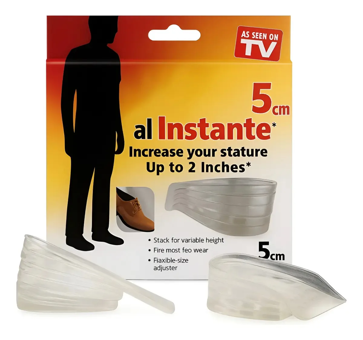 Palmilhas aumentam a altura, silicone, altura do salto, 5 cm, cor macia, tamanho do salto transparente, tamanho 35 - 45