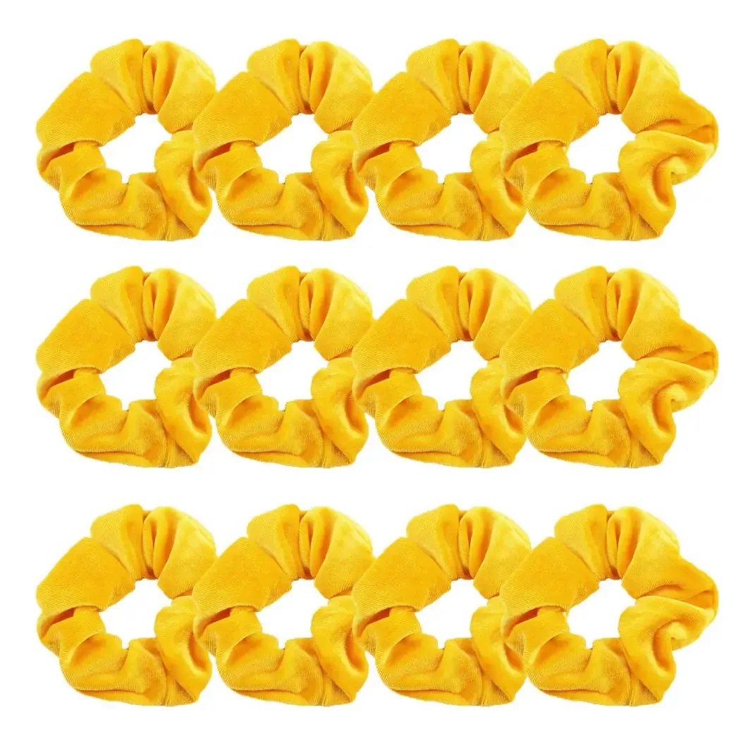 Güvass 12 Unidades de Elásticos de Veludo para Cabelo, Amarelo