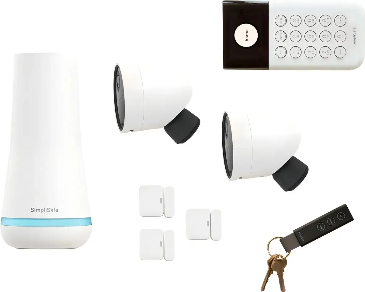 Kit de segurança Wi-Fi Simplisafe para 2 câmeras Alexa Google