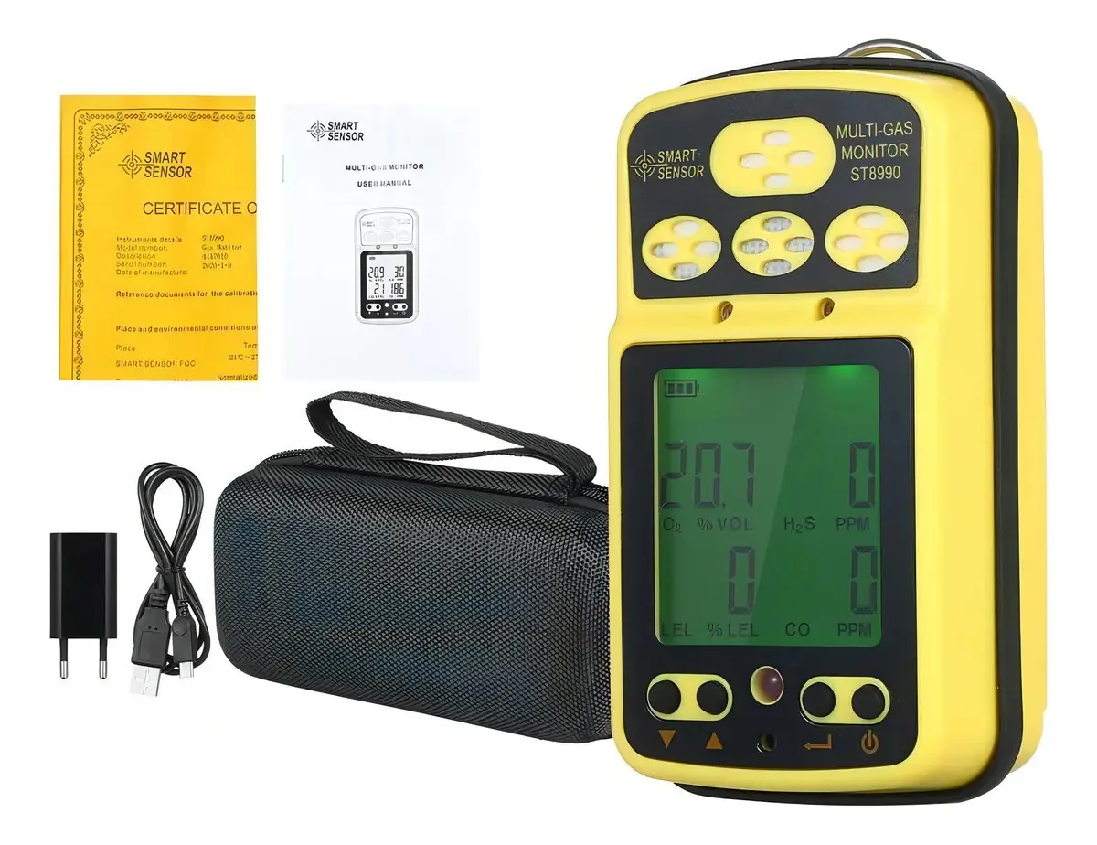 Detector Medidor Meter 4 Gases Gás Co H2s O2 + Case Lel