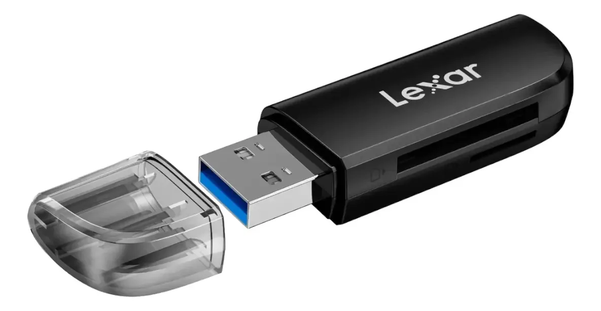 Leitor Usb 3.2 P/ Cartão Memória Sd & Micro Sd Lexar 2 Slots Cor Preto