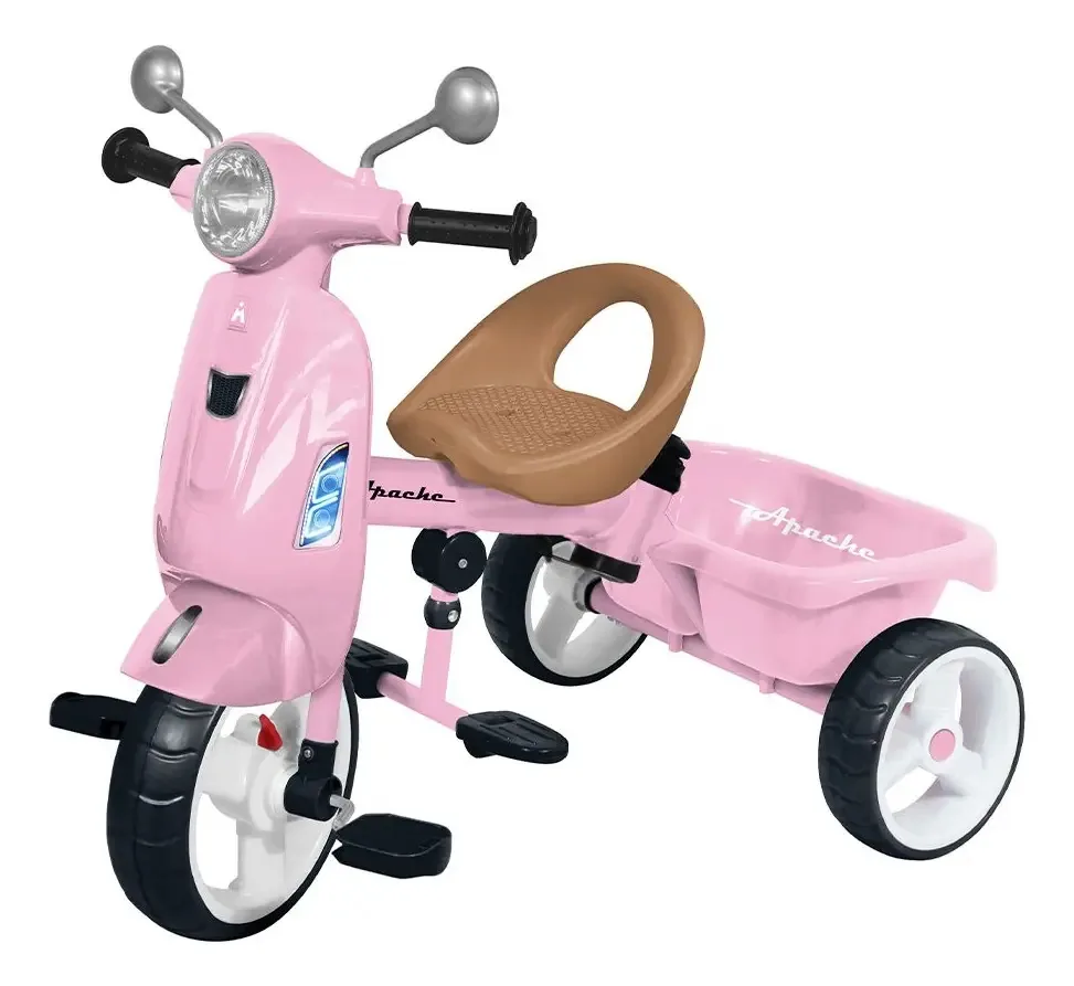 Triciclo em forma de motocicleta rosa Apachee