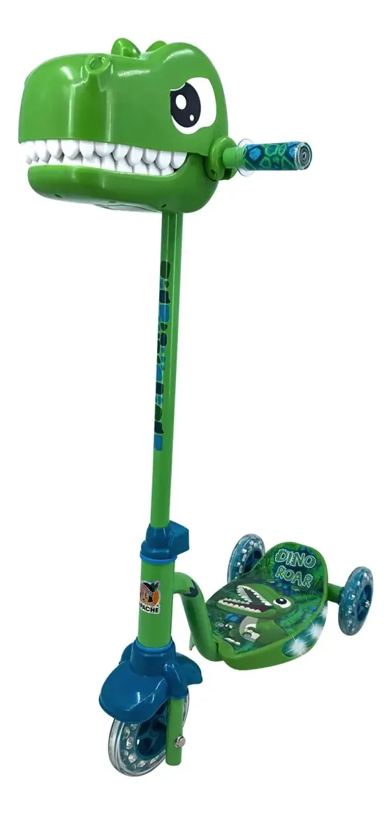 Faróis e base Apache Scooter Dino com cor sonora T-rex Verde Dinossauro 3D