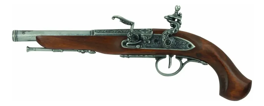 Pistola Flintlock inglesa canhota Denix, cinza 22-1129g