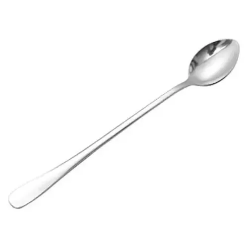 Pacote de 6 colheres de sobremesa congeladas para bater aço inoxidável de 20 cm. Alça prateada
