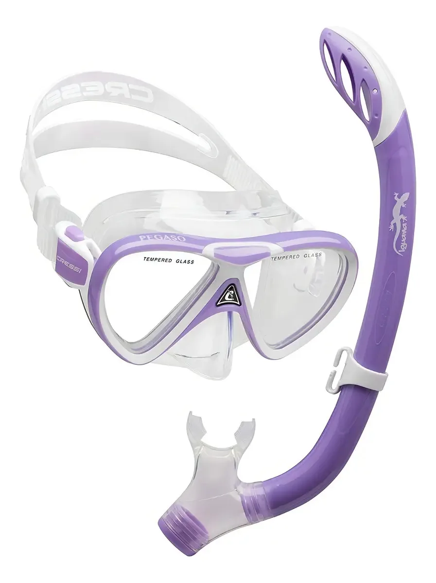 Combinação semidry Cressi Pegaso e Iguana para mergulho com snorkel e mergulho, cor roxa