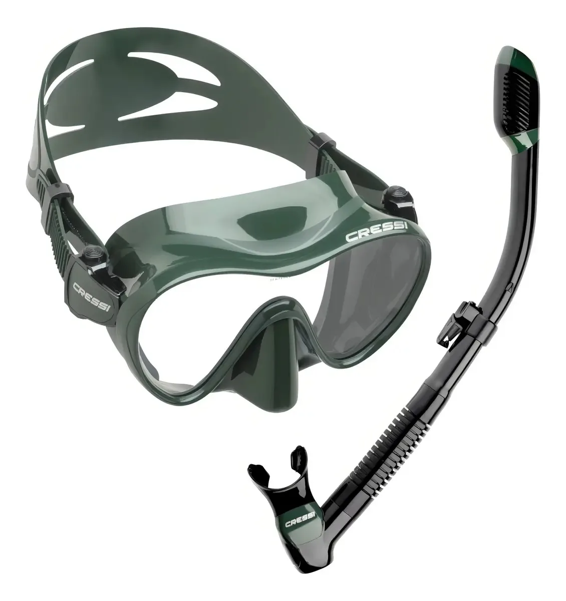 Combinação de mergulho e mergulho a seco Cressi Frameless/Supernova, cor verde