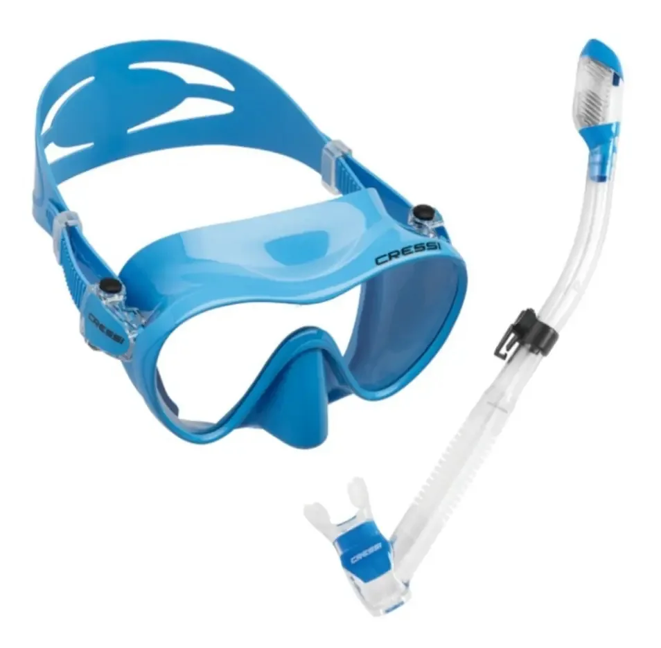 Combinação de mergulho e mergulho a seco Cressi Frameless/Supernova, cor azul