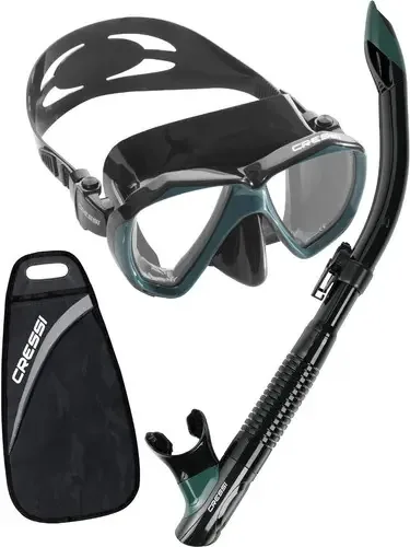 Combinação de mergulho e mergulho Cressi Visor Ranger e Snorkel Tao, cor preto/verde