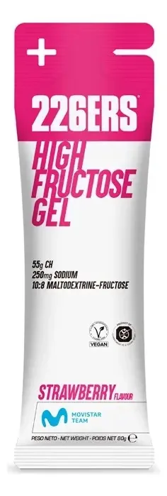 226ers High Frutose Gel 80gr (10 Sachês) Sabor Morango