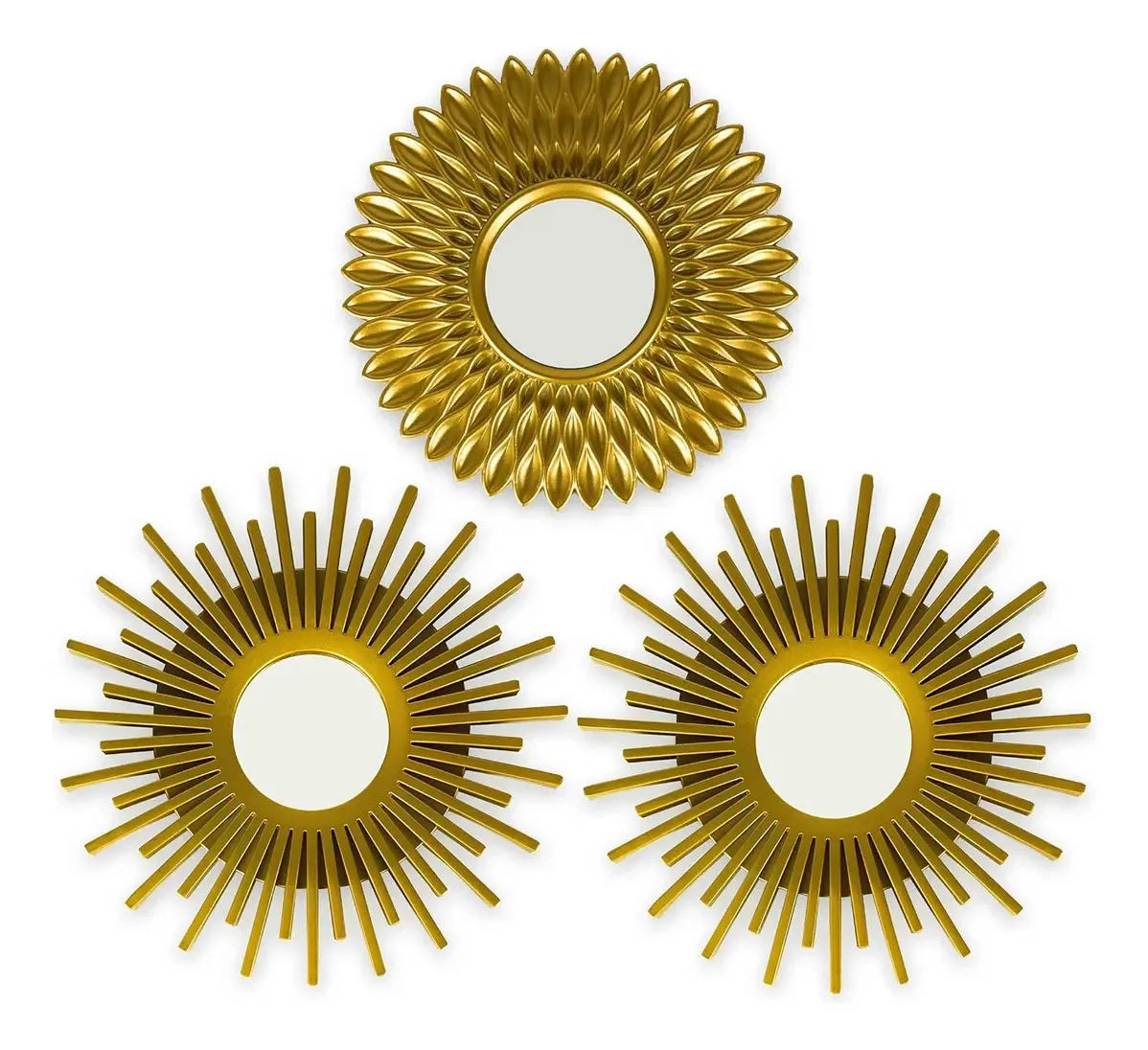 Espelhos de parede Bonnyco Gold, pacote com 3 espelhos