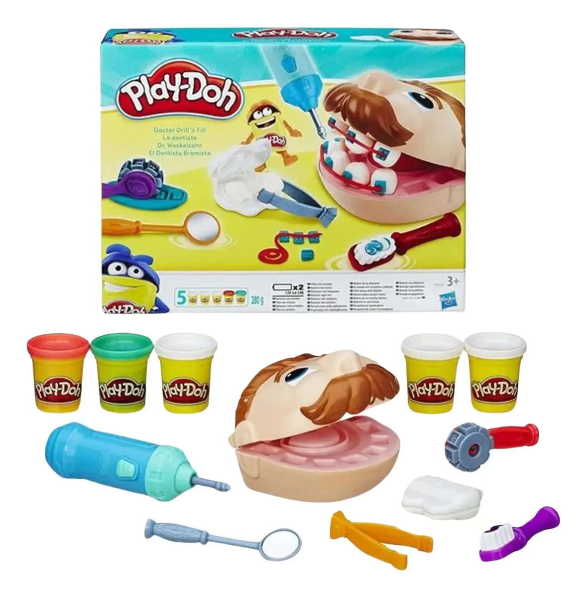 Cores de cores do conjunto Play-doh Dentist Joker Play Play