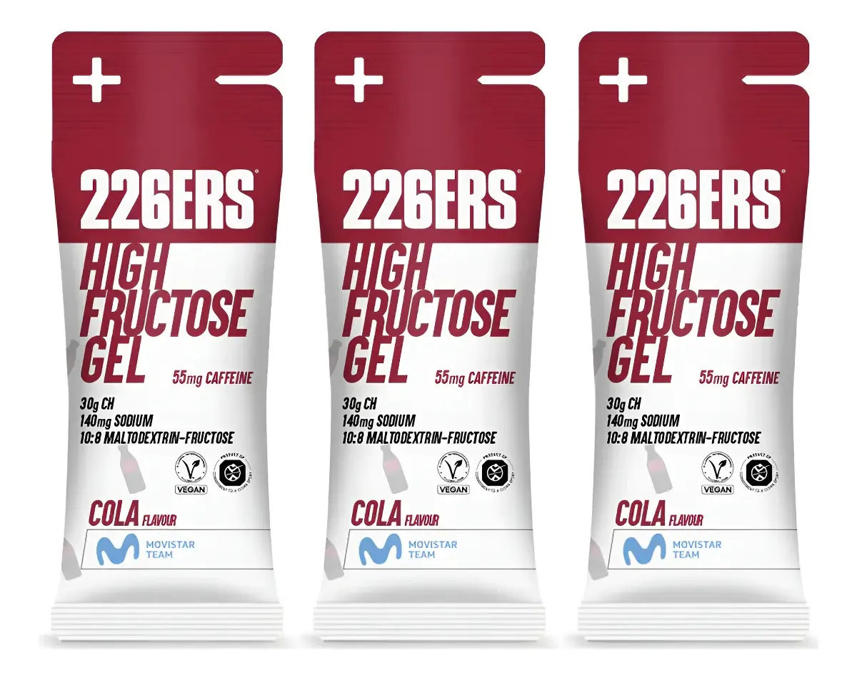 226ers Gel Energético Cola com Cafeína Vegano Sem Glúten 44g 3 Sachês