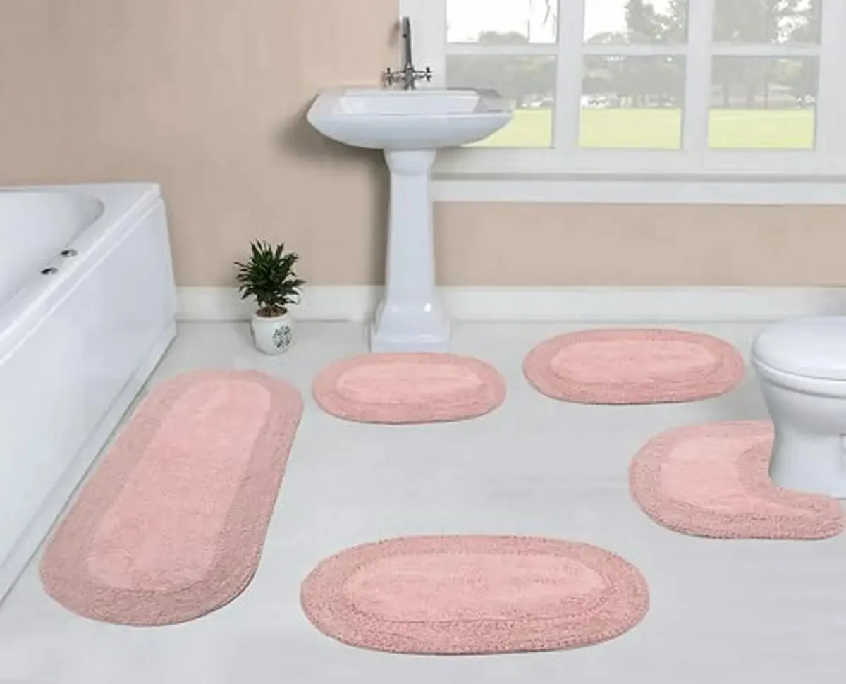 Tapetes de banho 100% algodão, antiderrapantes, rosa