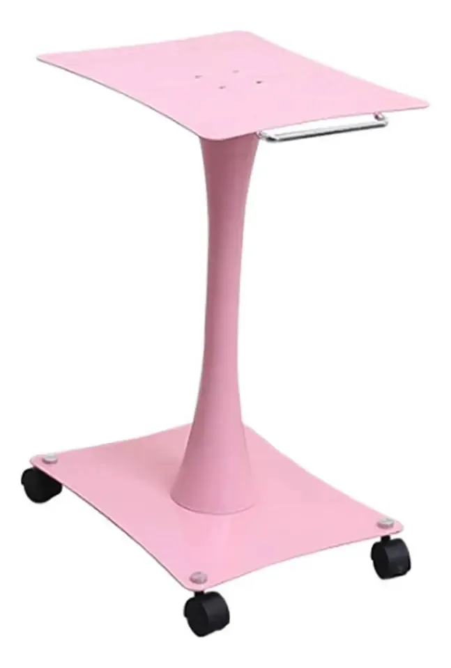 Aunevn Carrinho Móvel Prateleira de Armazenamento Carrinho Médico com 2 Níveis para Salão de Beleza, Carrinho de Metal Rosa para Tatuagem com Rodas e Corrimão, Carga Máxima 50 Kg