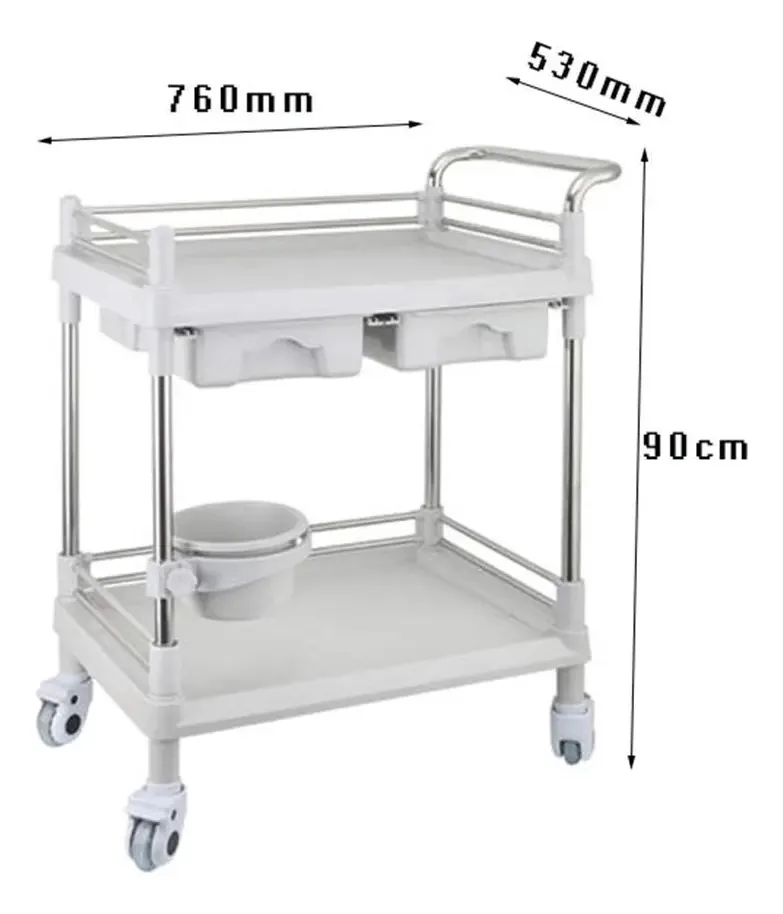 Aunevn Carrinhos de Armazenamento de Mão, Carrinhos de Cozinha Móveis, Carrinho de Beleza de 2 níveis, Plástico ABS com Alças, para Spa, Carrinho de Armazenamento Multiuso Multi/white/76