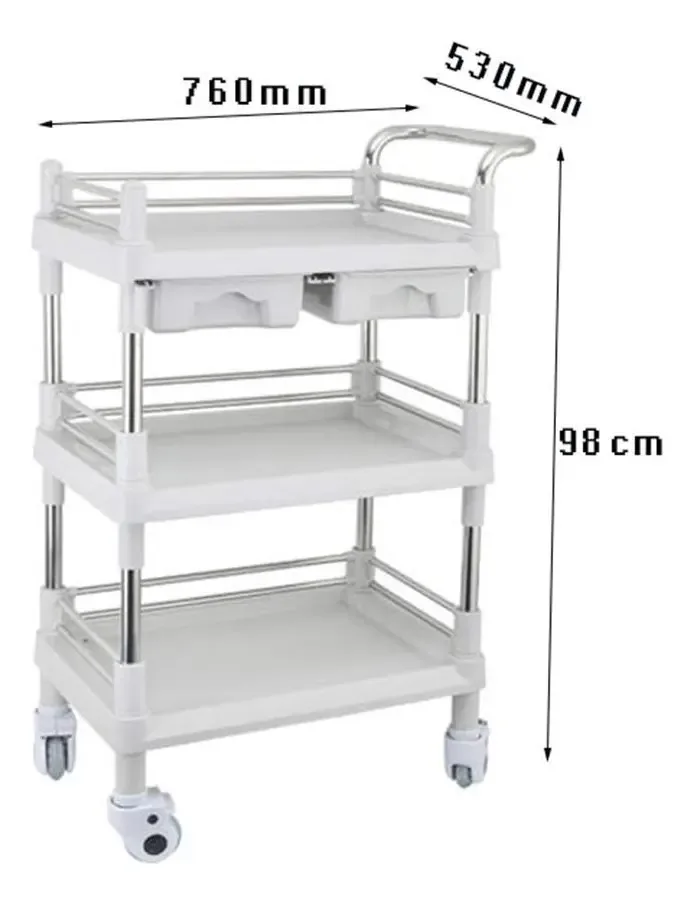 Carrinhos de mão de armazenamento Aunevn, carrinhos móveis de cozinha, carrinho de salão de beleza com gaveta, para spa, medicina, carrinho de armazenamento multiuso, plástico ABS/whit