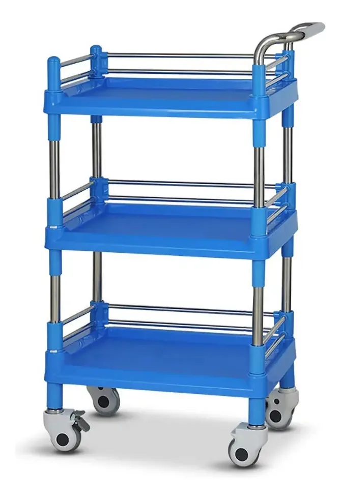 Caminhoneiros de armazenamento manual Aunevn, carrinhos de movimento de cozinha, carrinhos móveis de cabeleireiro de beleza/azul/grandes