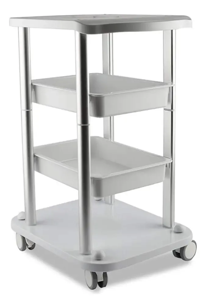 Caminhões de armazenamento manual Aunevn, carrinhos de cozinha móveis, 4 carrinhos de salão de beleza Nide com gavetas, carrinho utilitário Spa Center Silver, capacidade de 100 kg